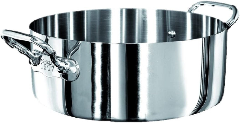 Agnelli 1907 Series 3-Ply Stainless Steel Casserole With Two Stainless Steel Handles, 7-Quart