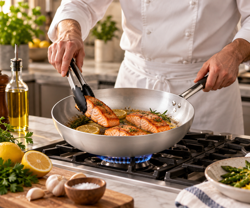  Agnelli aluminum saute pan with a stainless steel cool touch handle-Agnelli-USA