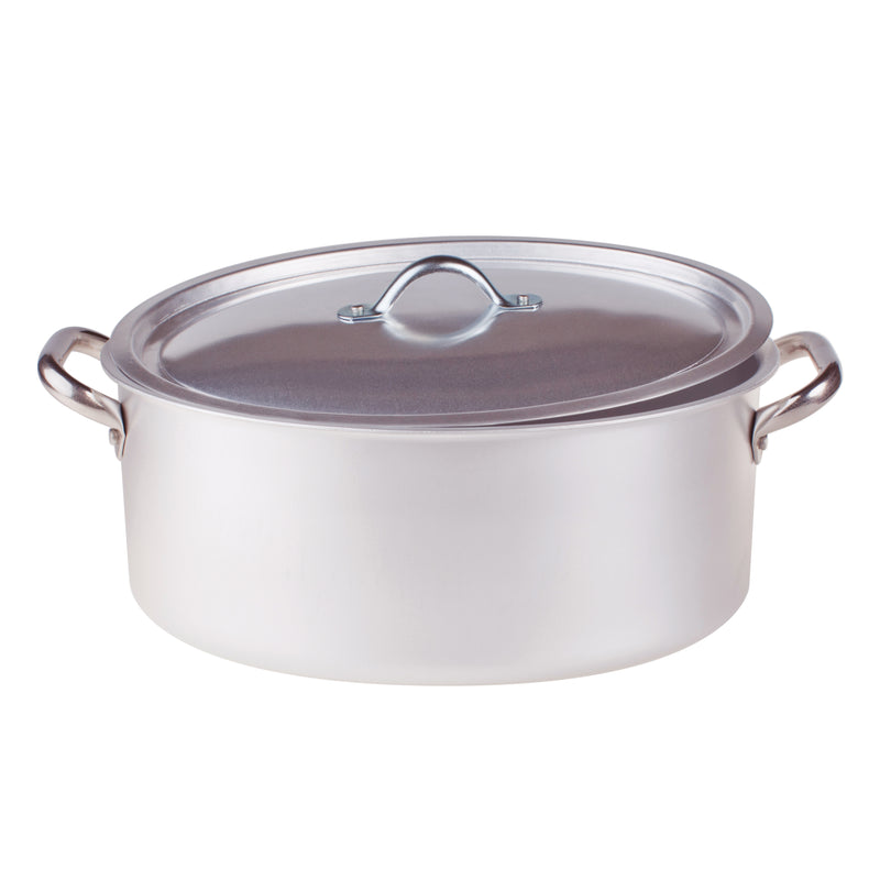 Agnelli Aluminum 3mm Oval Casserole With Lid, 17.7 x 12.1-Inches