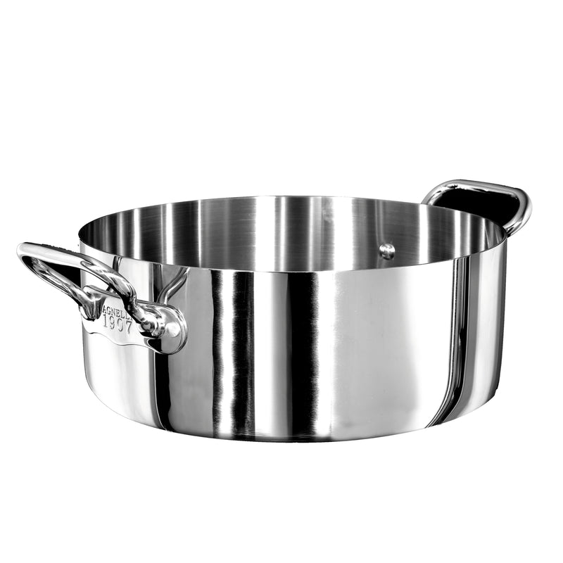 Agnelli 1907 Series 3-Ply Stainless Steel Casserole With Two Stainless Steel Handles, 10.8-Quart