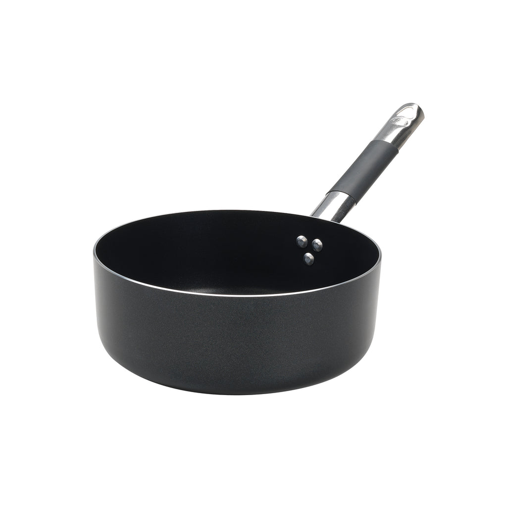 Agnelli Aluminum 5mm Deep Straight Fry Pan with Stainless Steel Rubber Handle, 7.8-Inches