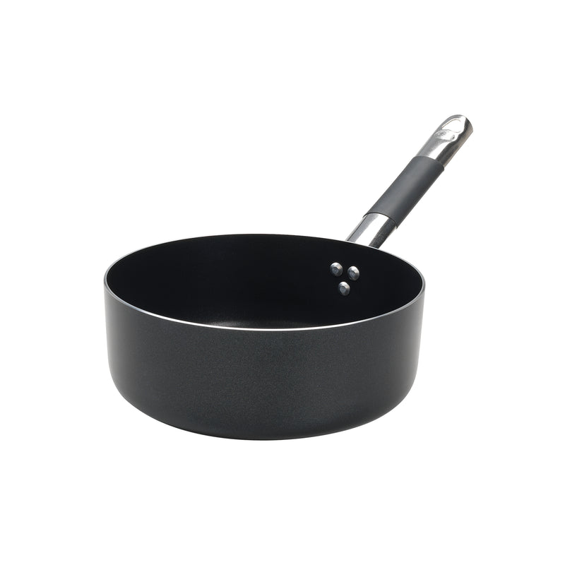 Agnelli Al-Black Aluminum 3mm Nonstick High Saute Pan With Stainless Steel Rubber Handle, 8.8-Quart