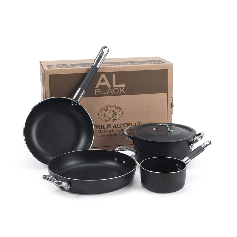 Agnelli Al-Black Aluminum 3mm Nonstick Cookware Set, 5-Piece