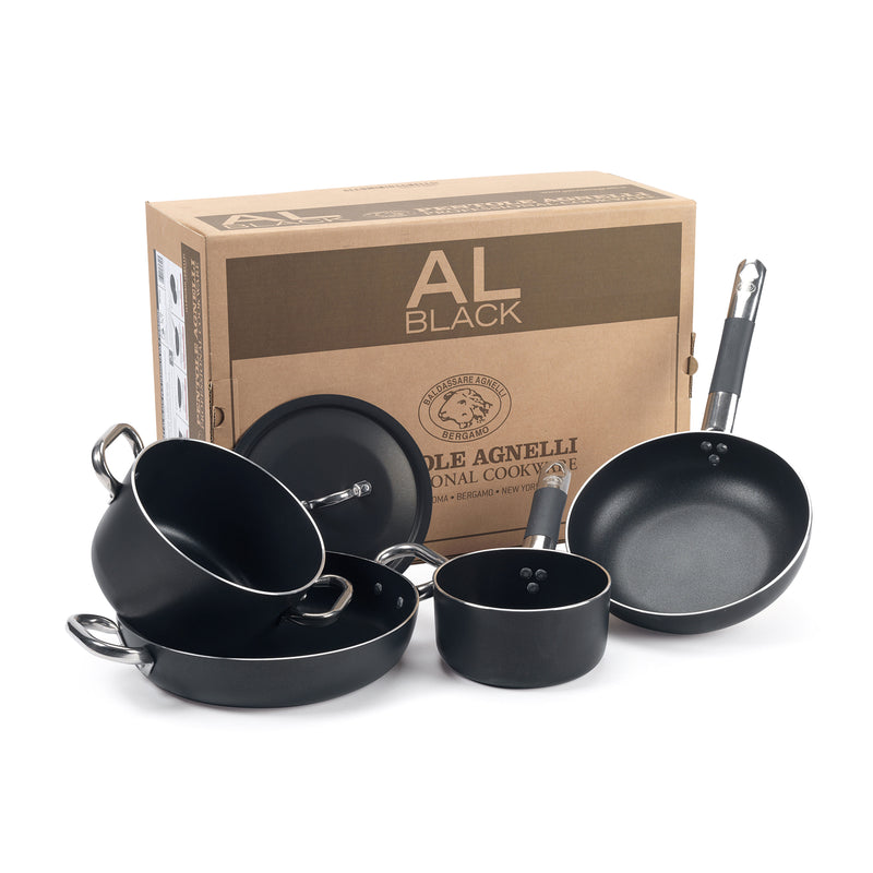 Agnelli Al-Black Aluminum 3mm Nonstick Cookware Set, 5-Piece