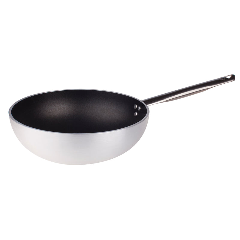 Agnelli Aluminum 5mm Nonstick Wok With Flat Bottom & Stainless Steel Handle, 12.6-Inches