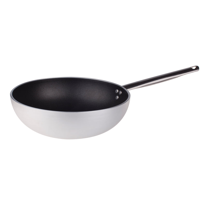 Agnelli Aluminum 5mm Nonstick Wok With Curved Bottom & Stainless Steel Handle, 12.6-Inches