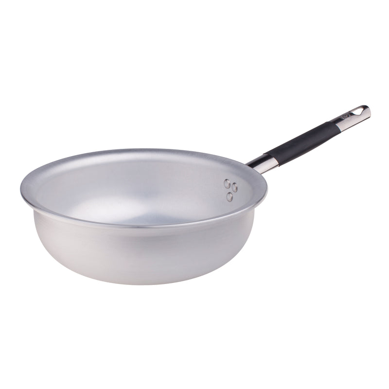 Agnelli Aluminum 3mm Curved Saute & Sauteuse Pan With Stainless Steel Rubber Handle, 9.4-Inches