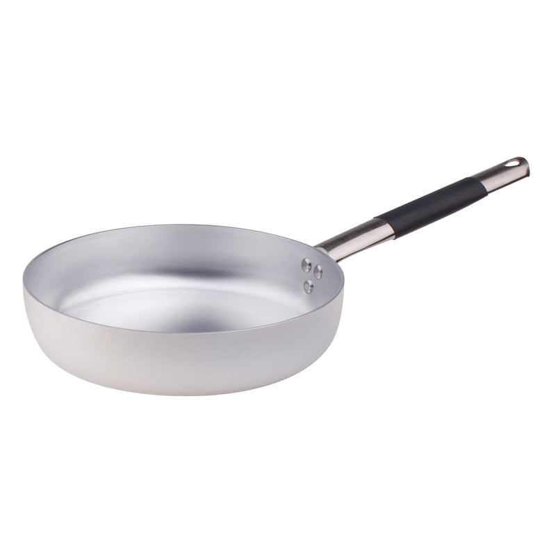 Agnelli Aluminum 3mm Deep Straight Fry Pan With Stainless Steel Rubber Handle, 11-Inches