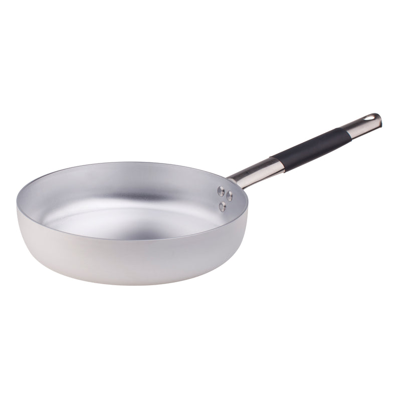 Agnelli Aluminum 3mm Deep Straight Fry Pan With Stainless Steel Rubber Handle, 14.1-Inches