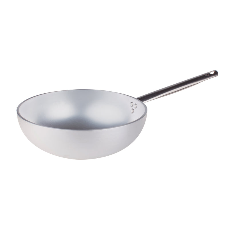 Agnelli Aluminum 5mm Flat Bottom Wok With Stainless Steel Handle, 12.6-Inches