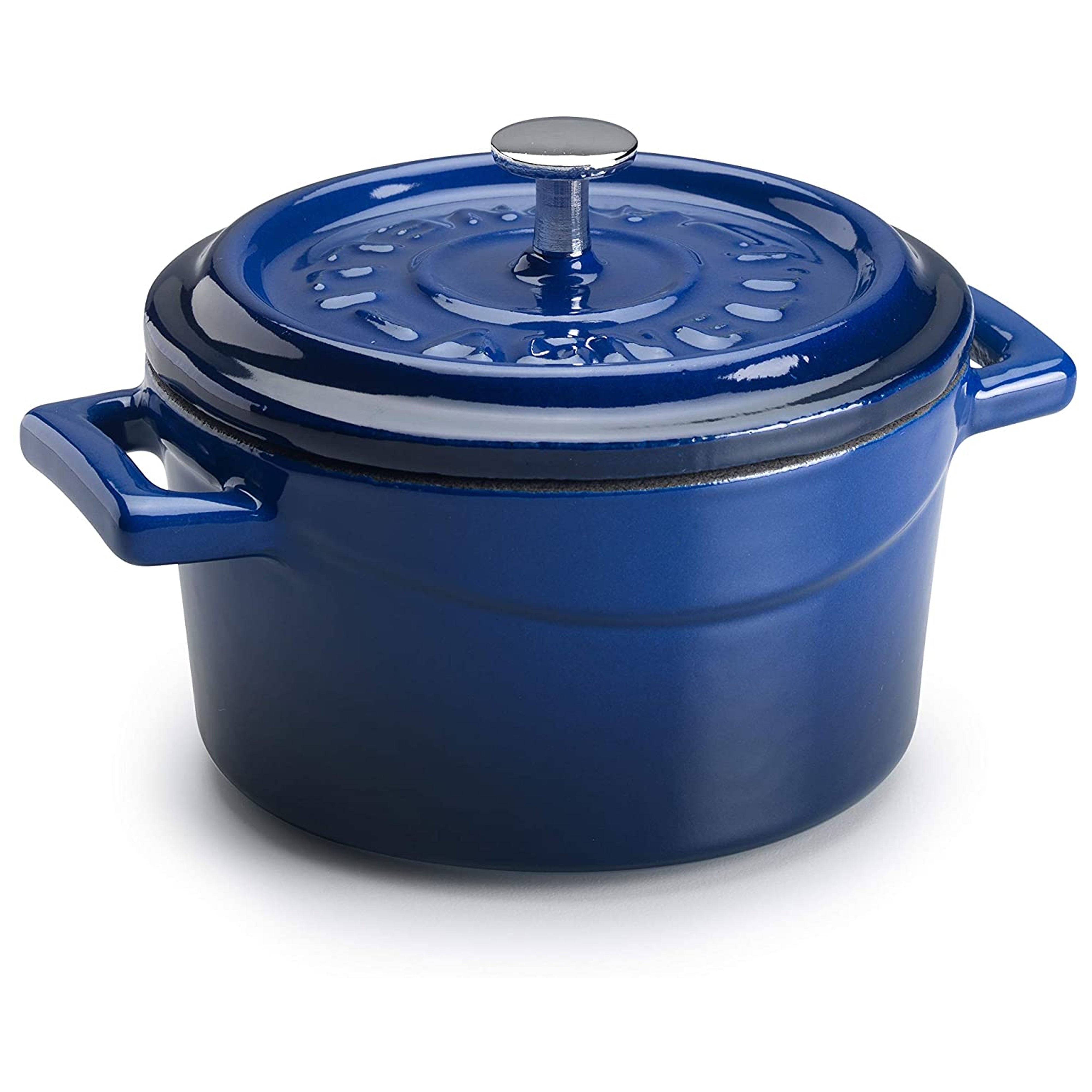 Agnelli Cast Iron Mini Round Cocotte With Lid, 0.85-Quart