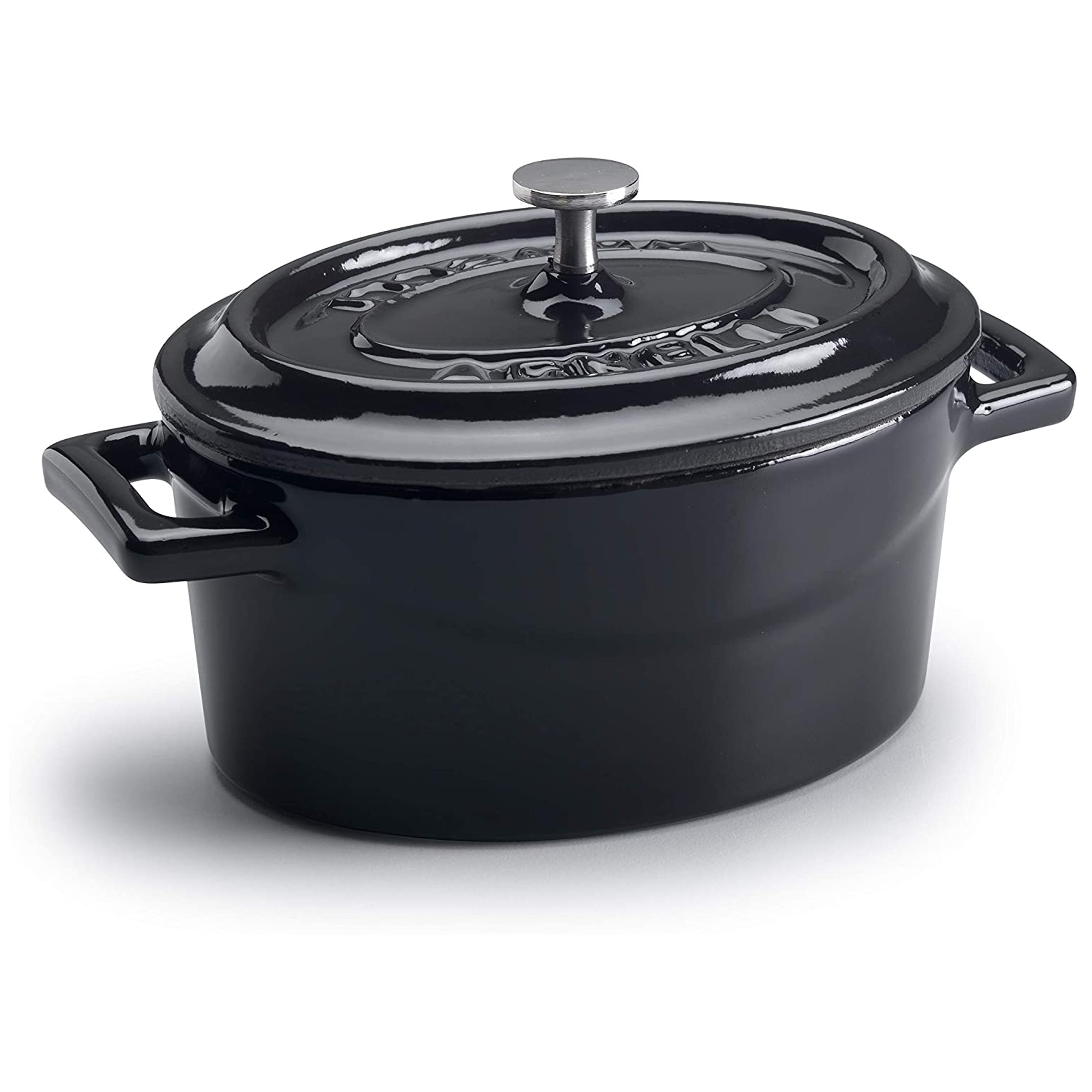 Agnelli Cast Iron Mini Oval Cocotte With Lid, 0.42-Quart