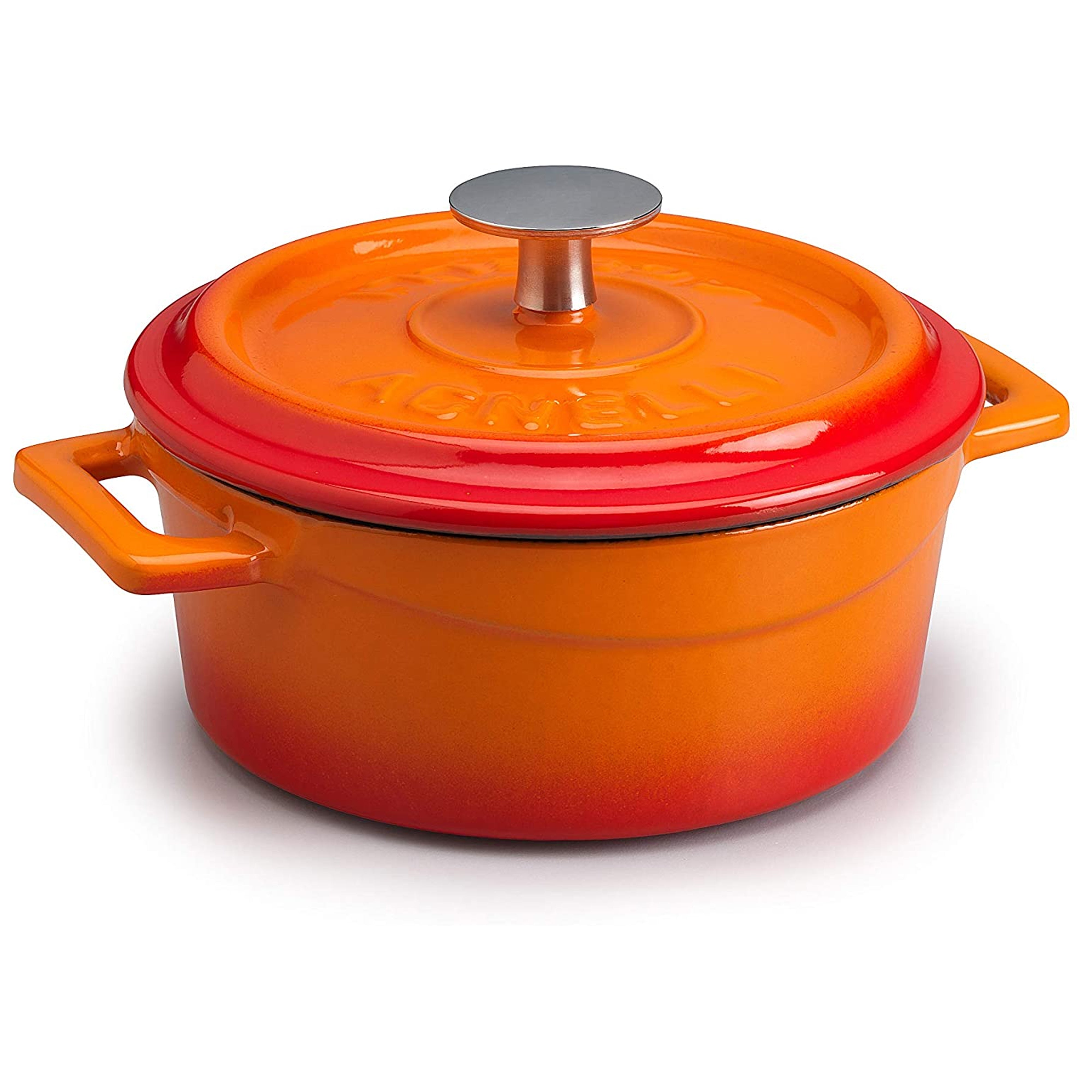 Agnelli Cast Iron Mini Round Cocotte With Lid, 0.38-Quart
