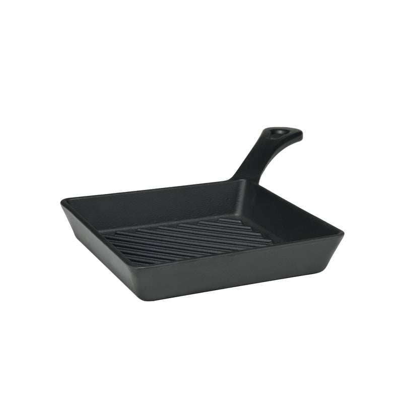 Agnelli Cast Iron Mini Grill Pan With Corner Handle, 6.3 x 6.3-Inches