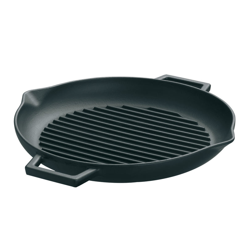 Agnelli Cast Iron Round Grill Tray With Short Handle, 11.8-Inches
