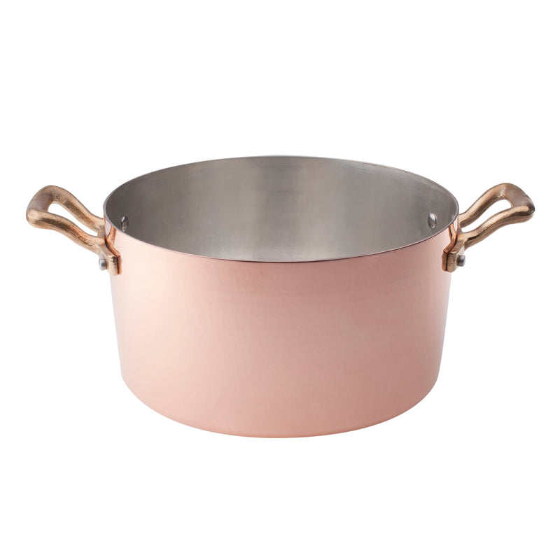 Agnelli Hammered Tinned Copper Casserole With Two Brass Handles, 9.5-Quart