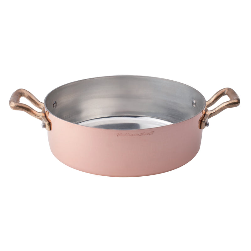 Agnelli Hammered Tinned Copper Casserole With Two Brass Handles, 16.9-Quart