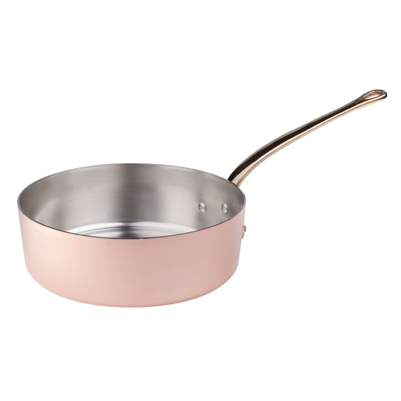 Agnelli Copper High Saute Pan With Brass Handle, 8.6-Inches