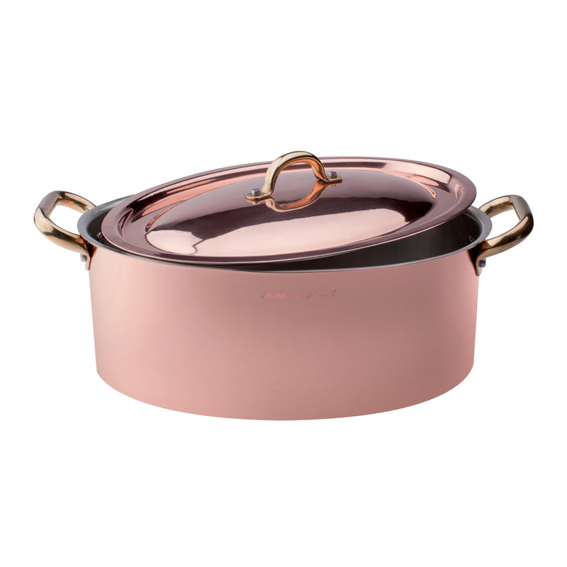 Agnelli Tinned Copper Oval Casserole With Lid, 11.8-Inches