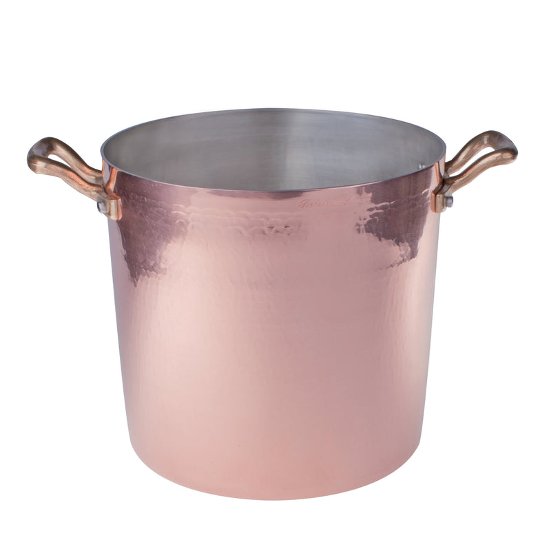 Agnelli Hammered Tinned Copper Stockpot With Two Brass Handles, 8.8-Quart