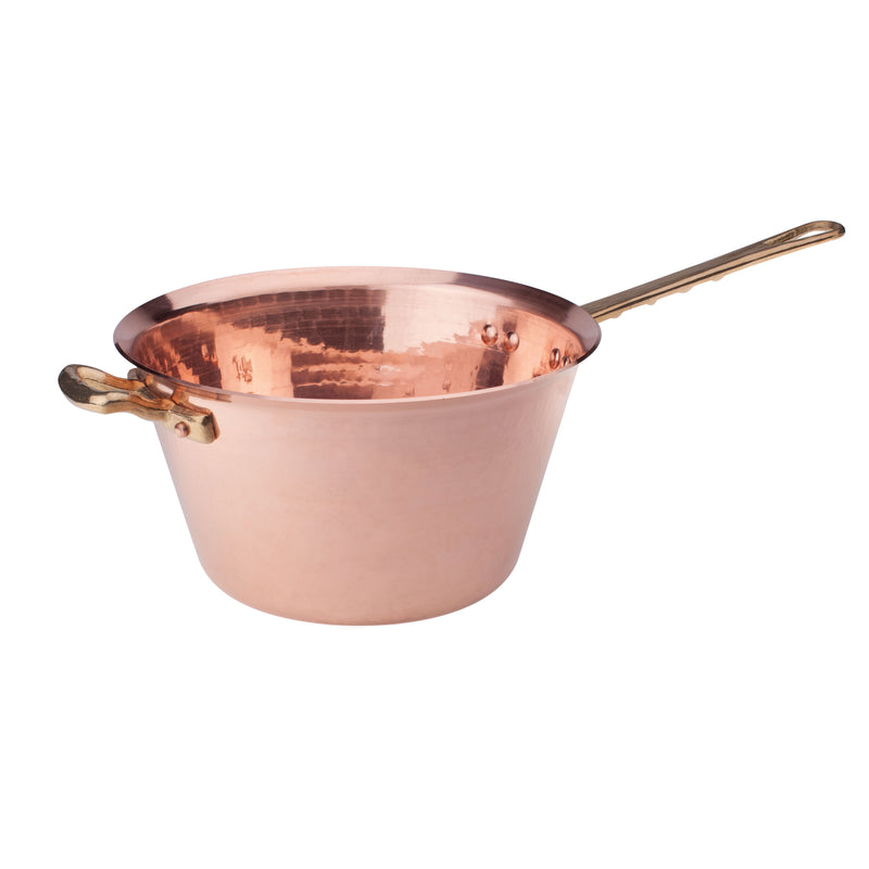Agnelli Hammered Copper Polenta Pot With Brass Handle, 2.1-Quart