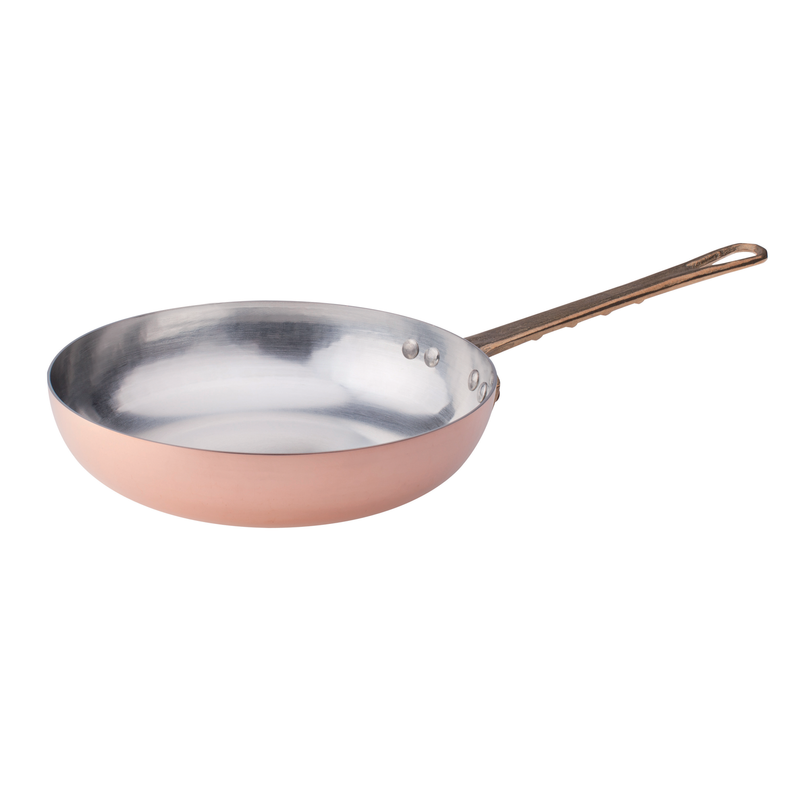 Agnelli Hammered Tinned Copper Fry Pan With Brass Handle, 14.1-Inches