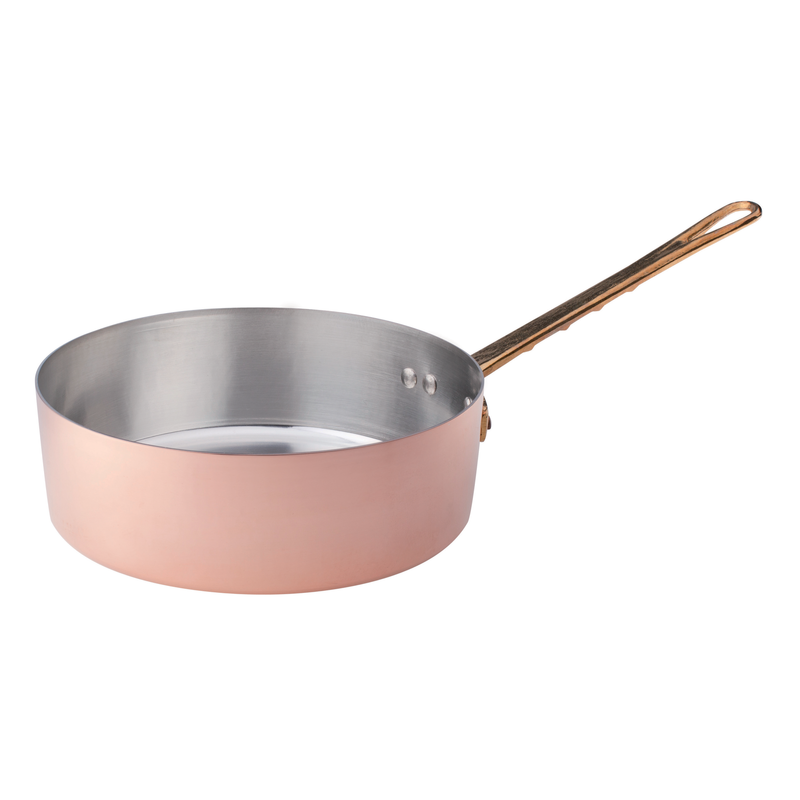 Agnelli Hammered Tinned Copper High Saute Pan With Brass Handle, 1.9-Quart