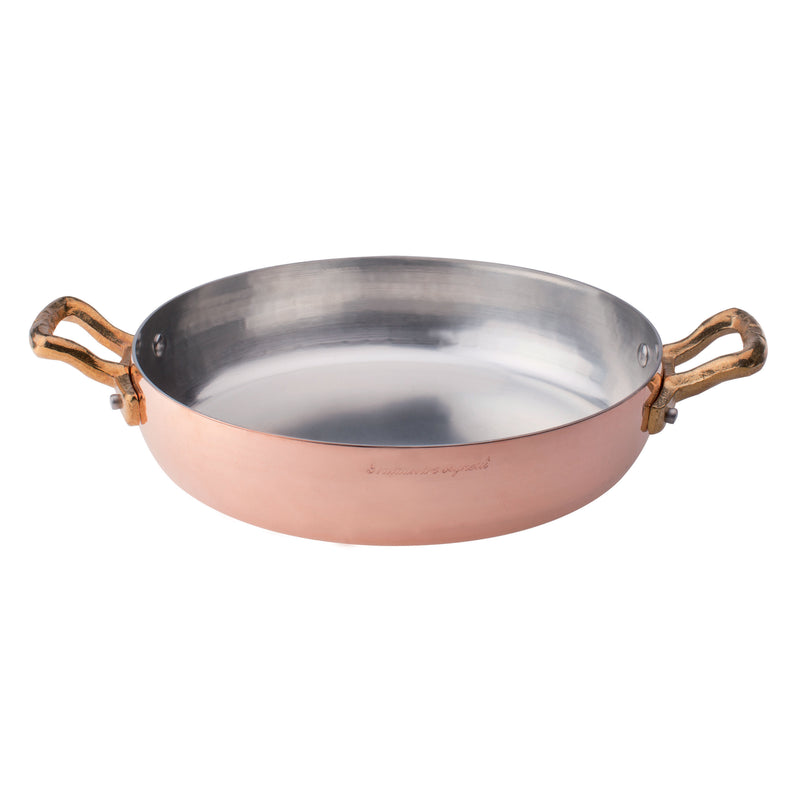Agnelli Hammered Tinned Copper Omelette Pan With Two Brass Handles, 11-Inches