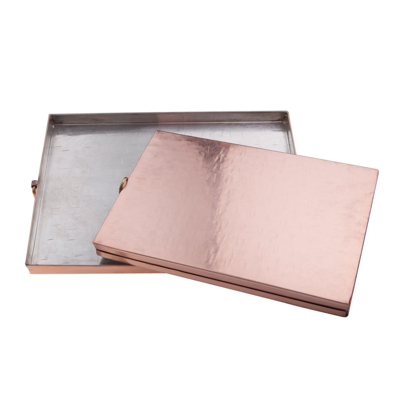 Agnelli Hammered Tinned Copper Rectangular Baking Sheet For Farinata, 14.9 x 10.2-Inches