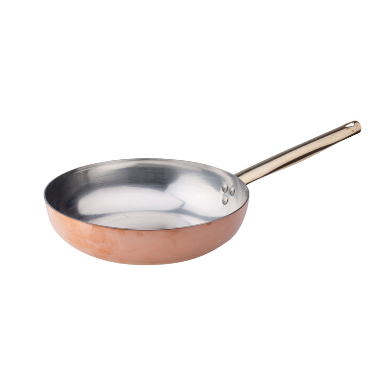 Agnelli Hammered Tinned Copper Saute & Sauteuse Pan With Brass Handle, 14.8-Inches
