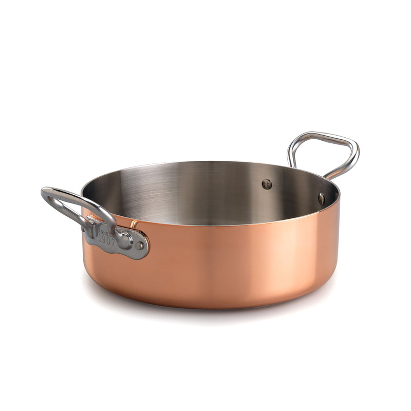 Agnelli Induction Copper 3 Casserole With Two Stainless Steel Handles, 6.3-Quart