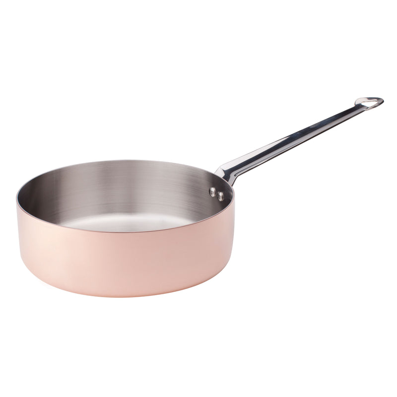 Agnelli Induction Copper 3 High Saute Pan With Stainless Steel Handle, 4.3-Quart