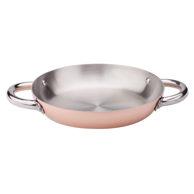 Agnelli Induction Copper 3 Omelette Pan With Two Stainless Steel Handles, 9.4-Inches