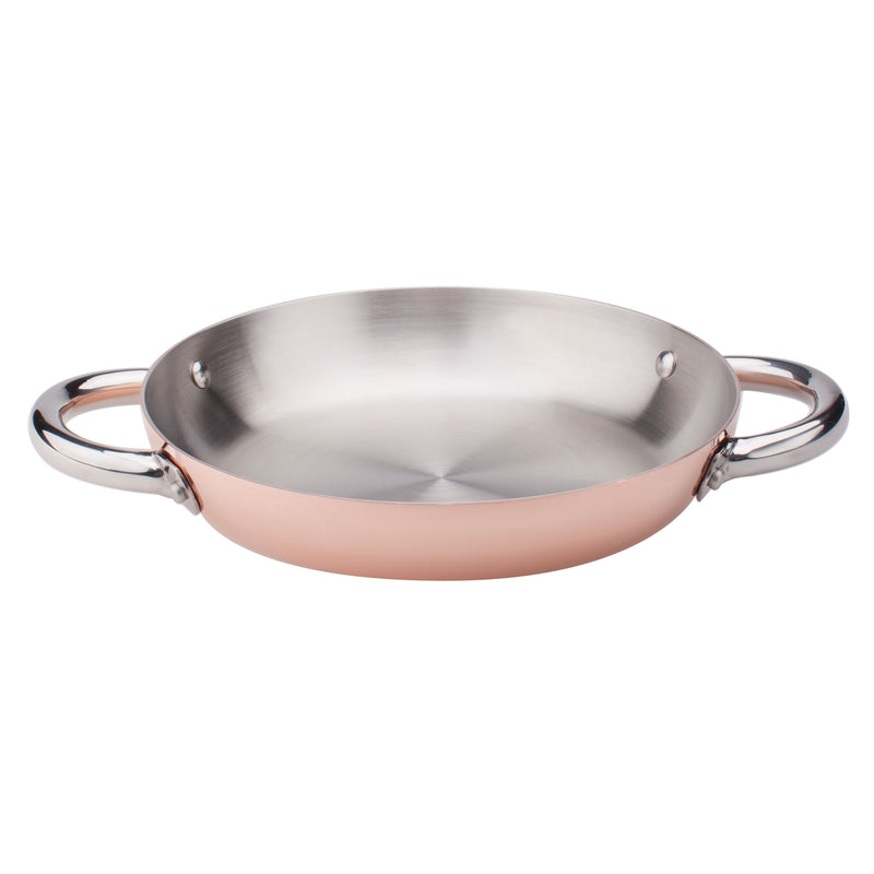 Agnelli Induction Copper 3 Omelette Pan With Two Stainless Steel Handles, 7.8-Inches