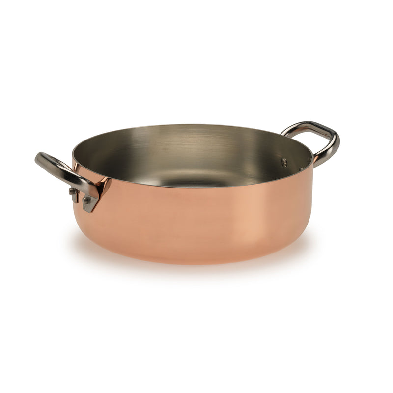 Agnelli Induction Copper Casserole With Two Stainless Steel Handles, 4.3-Quart