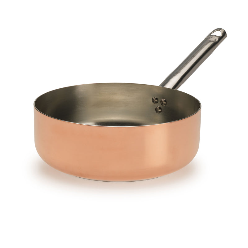 Agnelli Induction Copper High Saute Pan With Stainless Steel Handle, 4.3-Quart