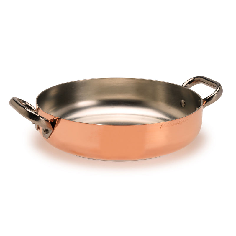 Agnelli Induction Copper Omelette Pan With Two Stainless Steel Handles, 9.4-Inches