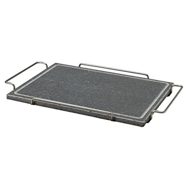 Agnelli Stone Rectangular Plate With Stainless Steel Holder, 11.4 x 15.7-Inches