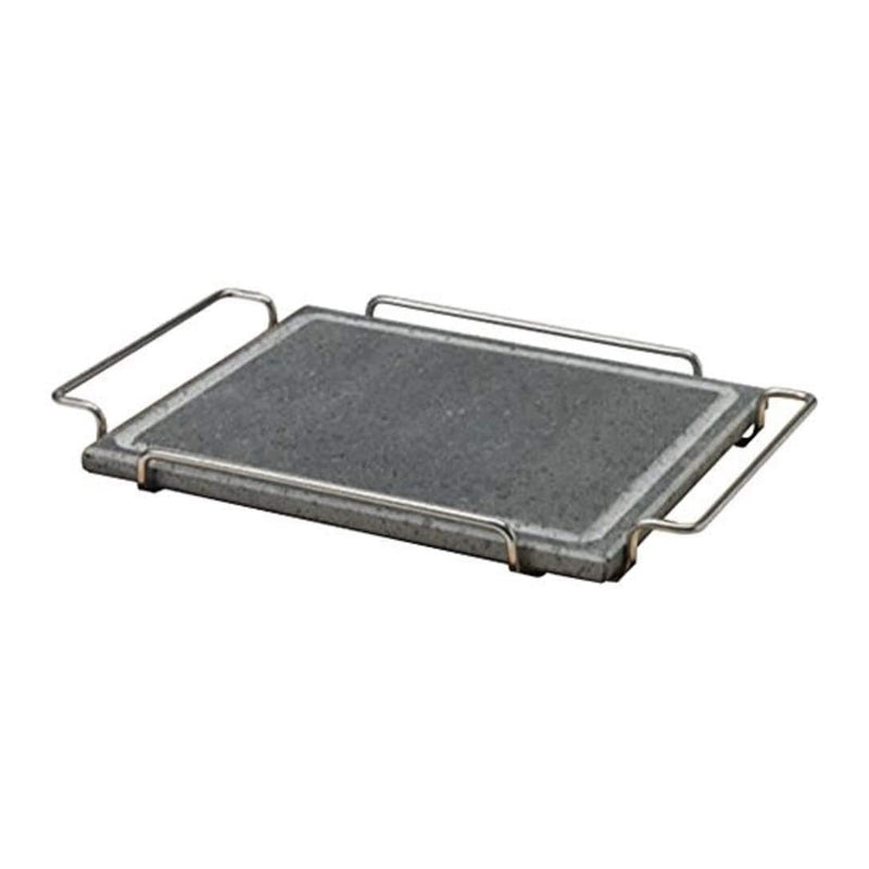 Agnelli Stone Rectangular Plate With Stainless Steel Holder, 9.8 x 11.8-Inches