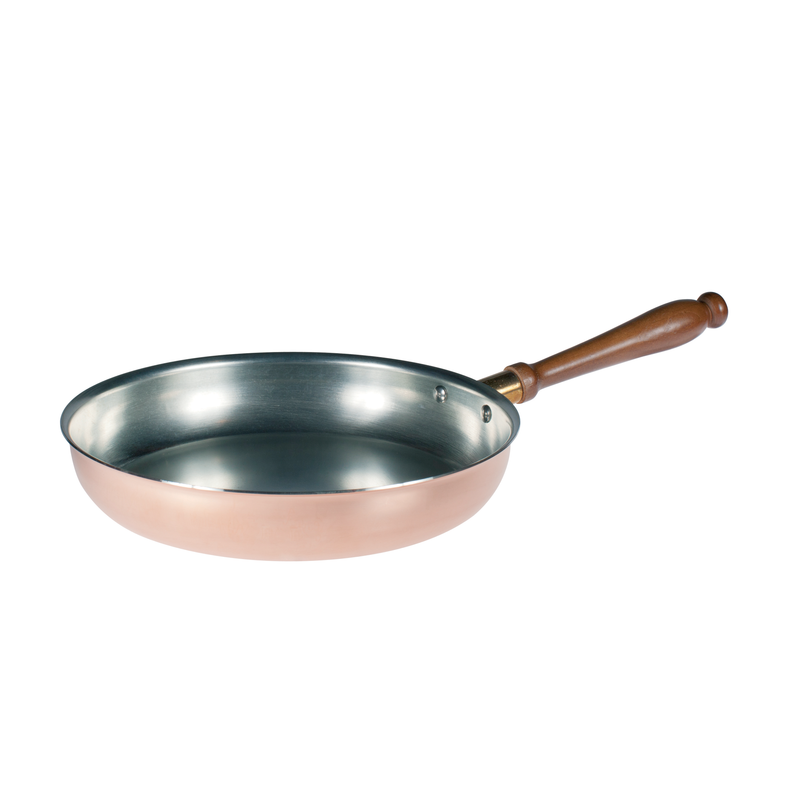 Agnelli Tinned Copper Fry Pan With Wooden Handle, 10.2-Inches